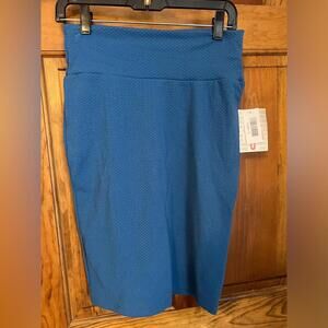 LuLaRoe Cassie Pencil Skirt Small Blue Fitted Knee Length Yoga Waistband NWT